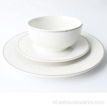 12 -stks Hot Selling Porselein White Color Dinware Set